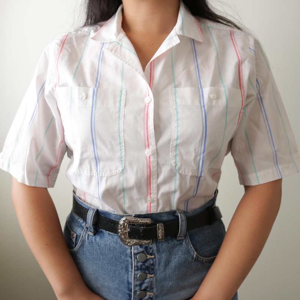 Vintage white collared button down shirt
